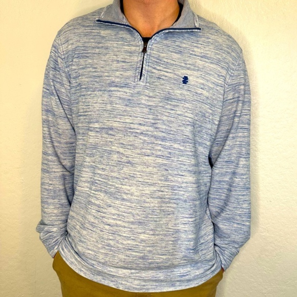 Men’s Izod Blue / White Long Sleeve Quarter Zip Jacket
